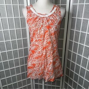 Tory Burch Coral Orange Beach Sleeveless Tunic Top Size 10 Cotton